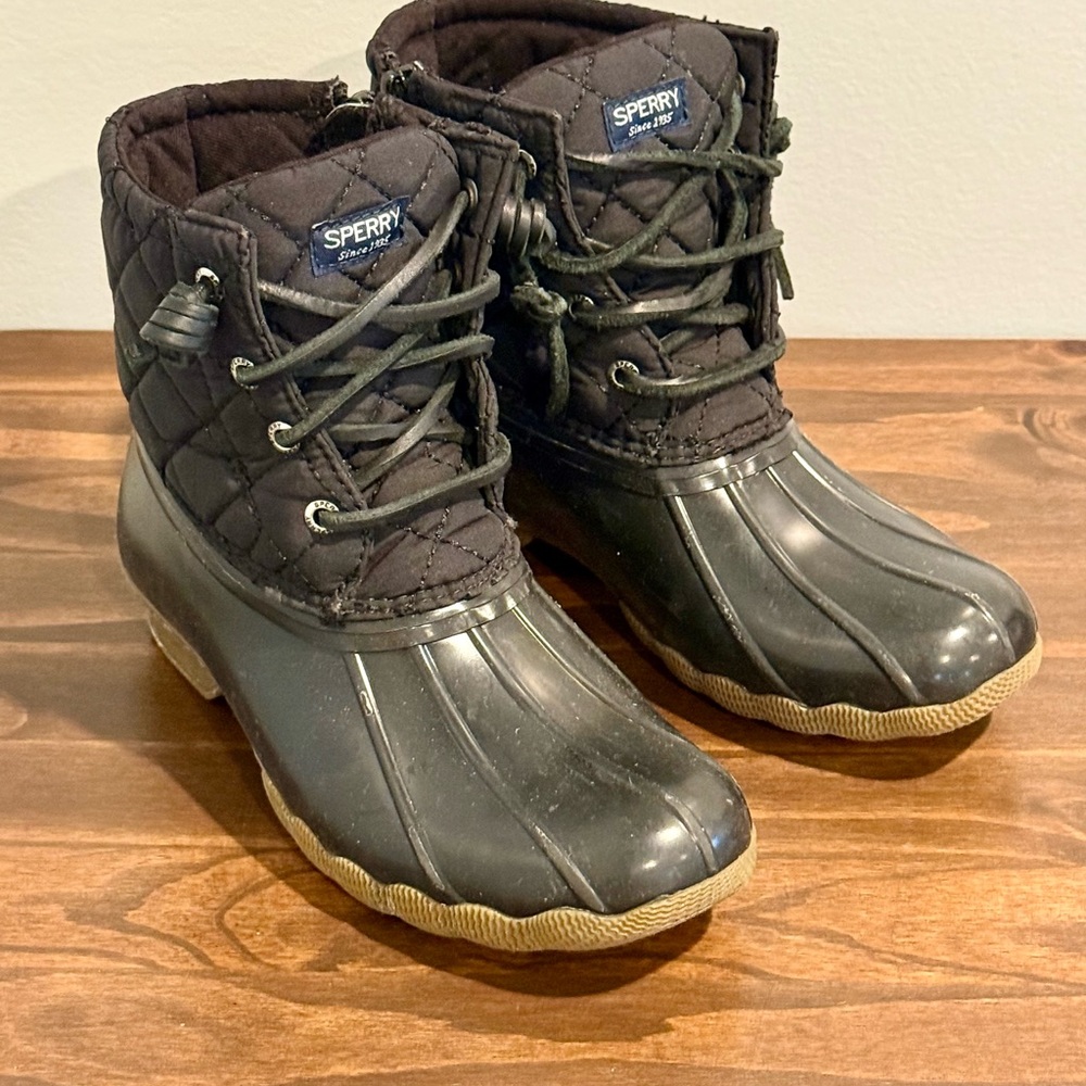 Sperry Kids Quilted Black Rain Boots